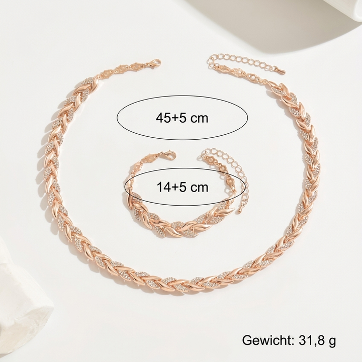 Elegant Braided Chain Set with Stones