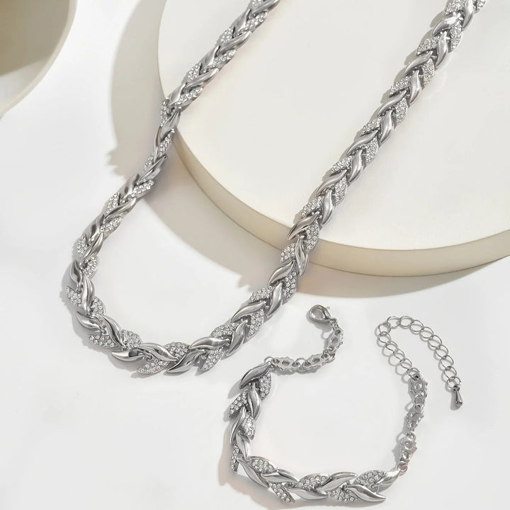 Elegant Braided Chain Set with Stones