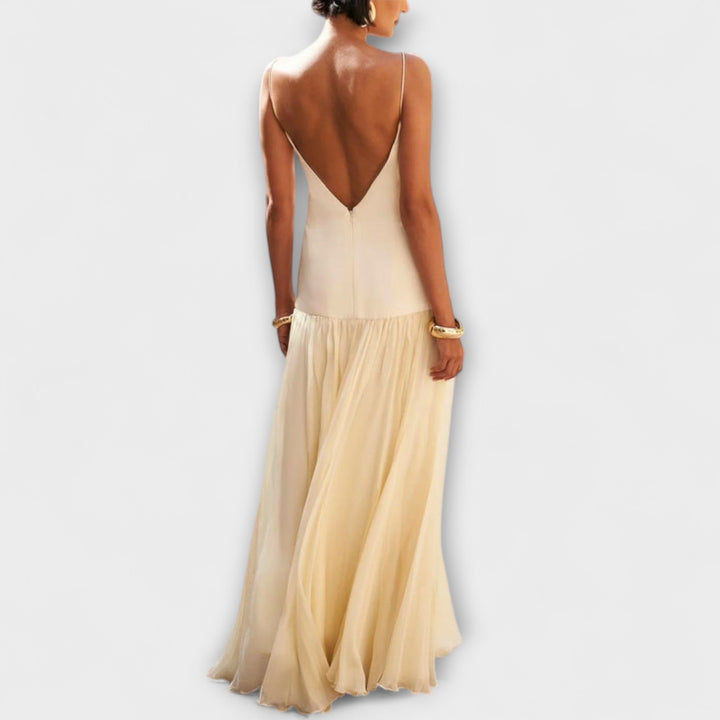 Solene - Cremefarbenes fliessendes Maxikleid