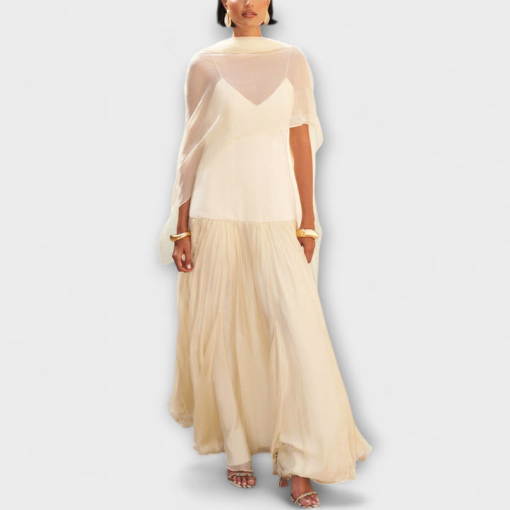 Solene - Cremefarbenes fliessendes Maxikleid