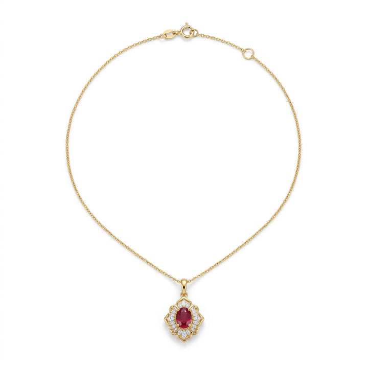 Gold Necklace Aisling with Ruby and Zirconia