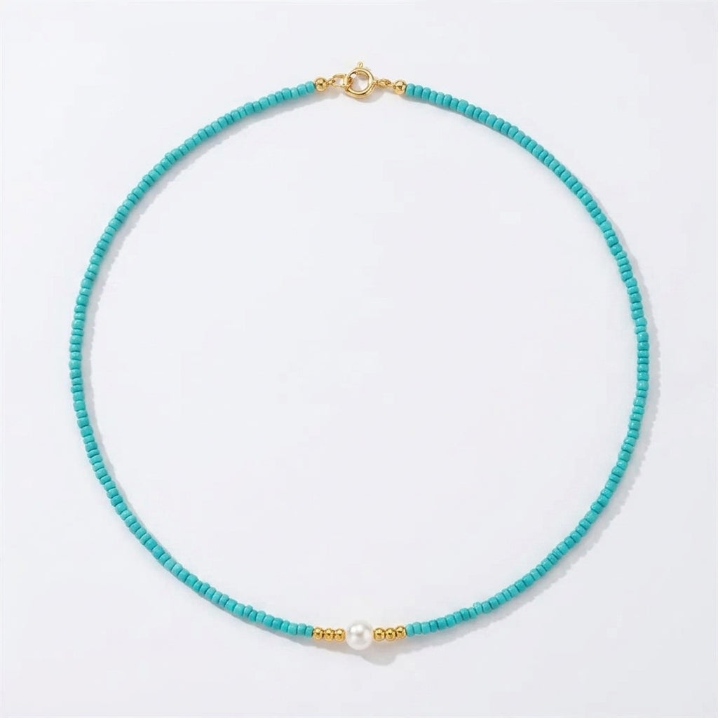Turquoise Beaded Choker Aoibhinn with Pearl