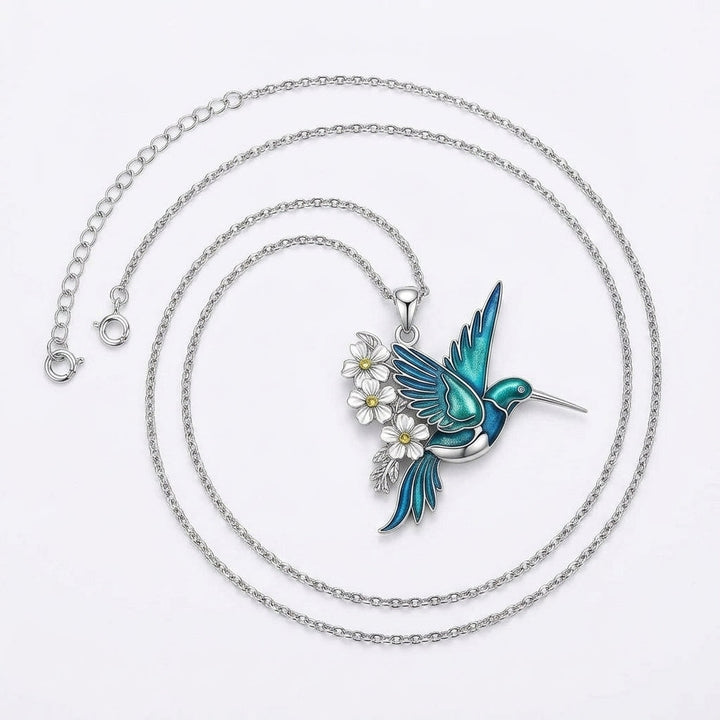 Silver Necklace Set Síle with Hummingbird Motif