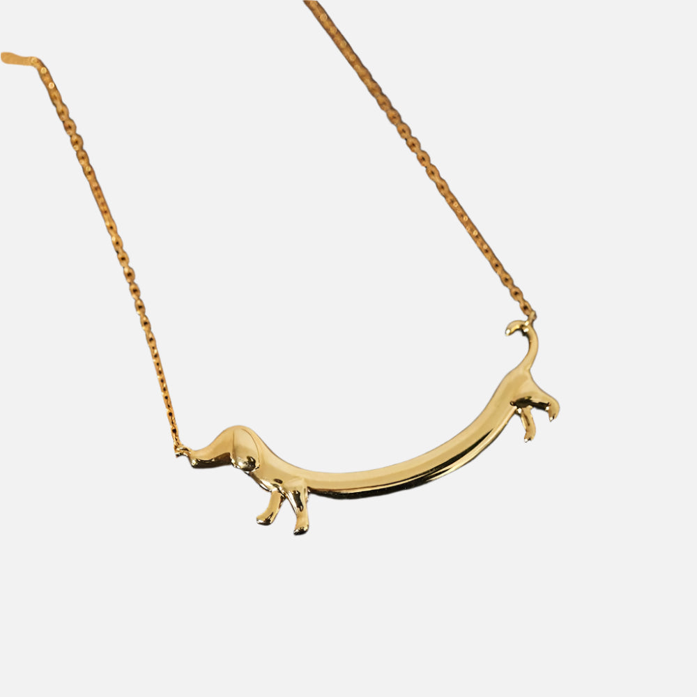 Gold Necklace Riona with Dachshund Dog