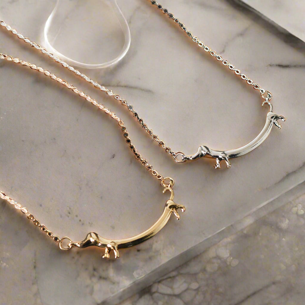 Gold Necklace Riona with Dachshund Dog