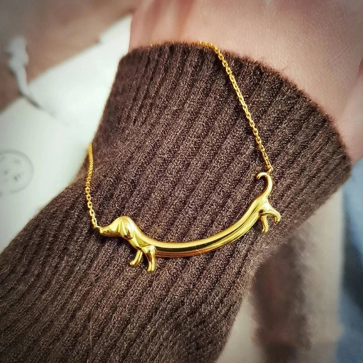 Gold Necklace Riona with Dachshund Dog