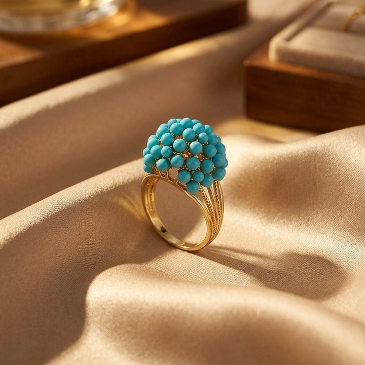 Gold Bohemian Ring Muirne with Turquoise