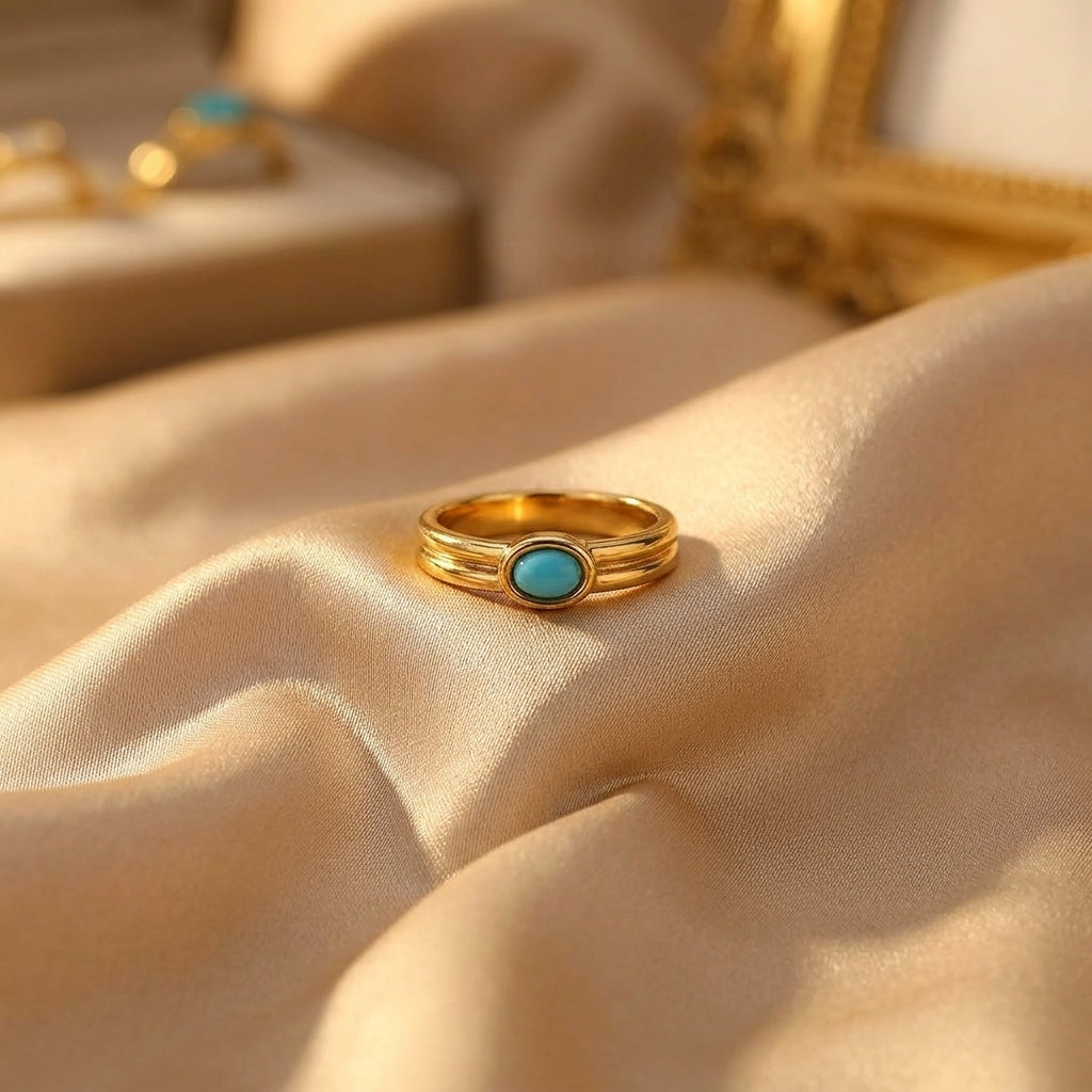 Gold Ring Eabha with Turquoise