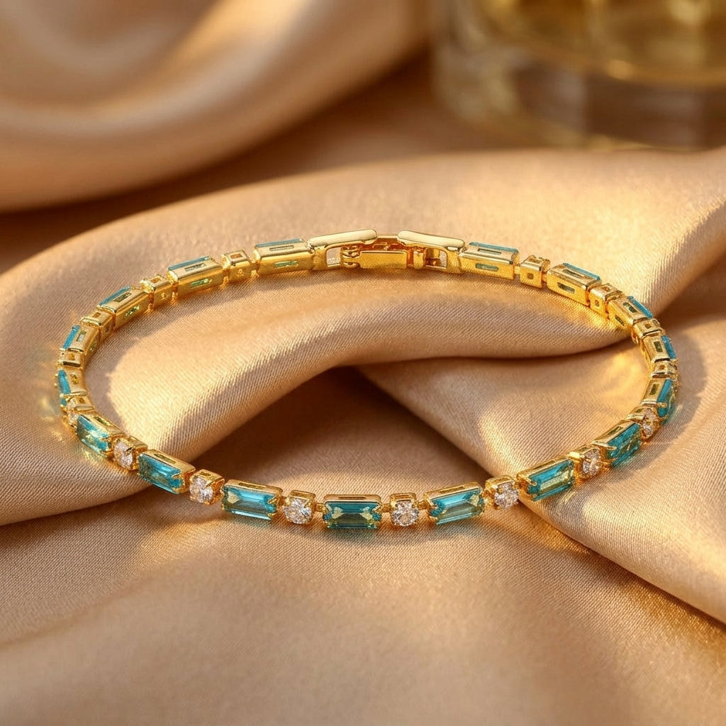 Gold Tennis Bracelet Sinéad with Turquoise Stones