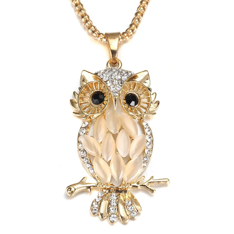 Gold Necklace Deirdre with Owl Motif