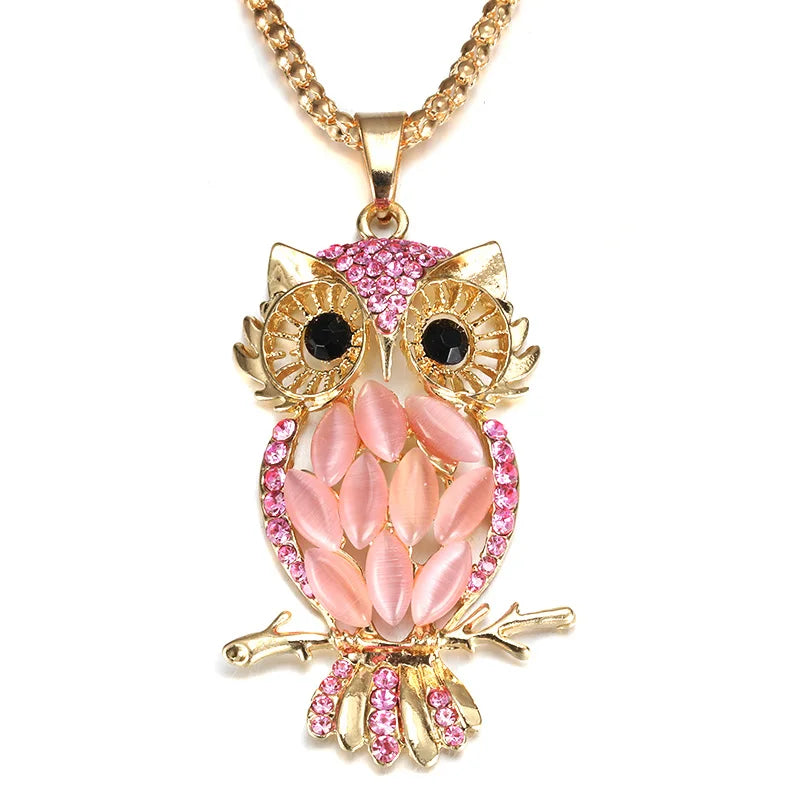 Gold Necklace Deirdre with Owl Motif