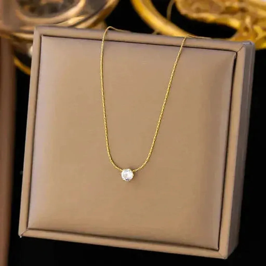 Gold-Tone Necklace with Crystals
