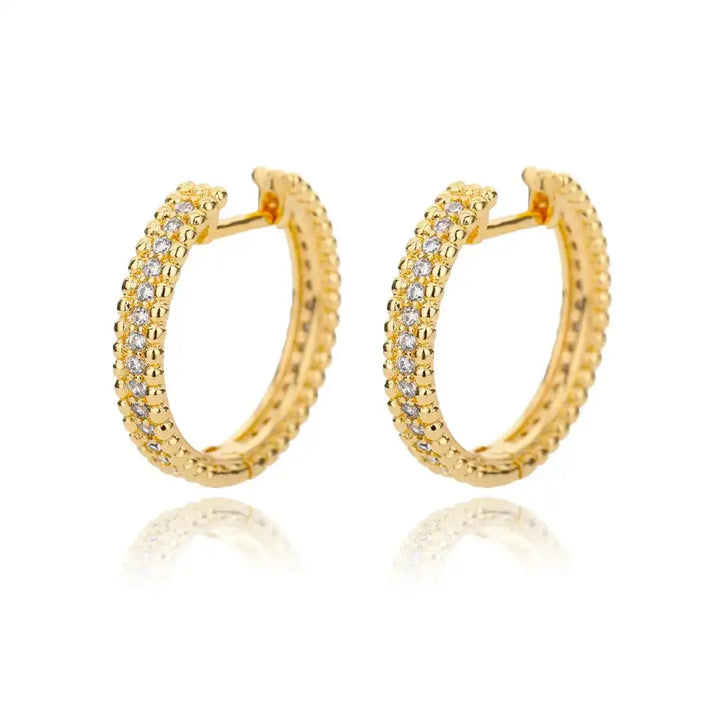 Gold Huggie Earrings Gráinne with Zirconia