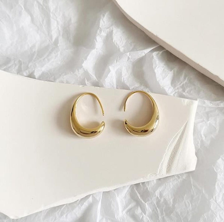 Gold Hoop Earrings Cobh with Domed Crescent