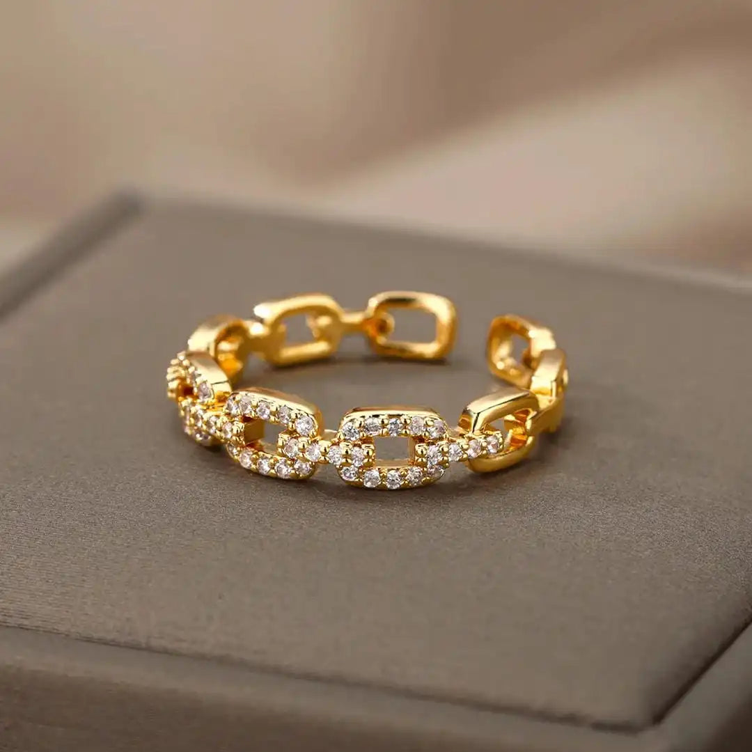 Gold Adjustable Ring Saoirse with Zirconia