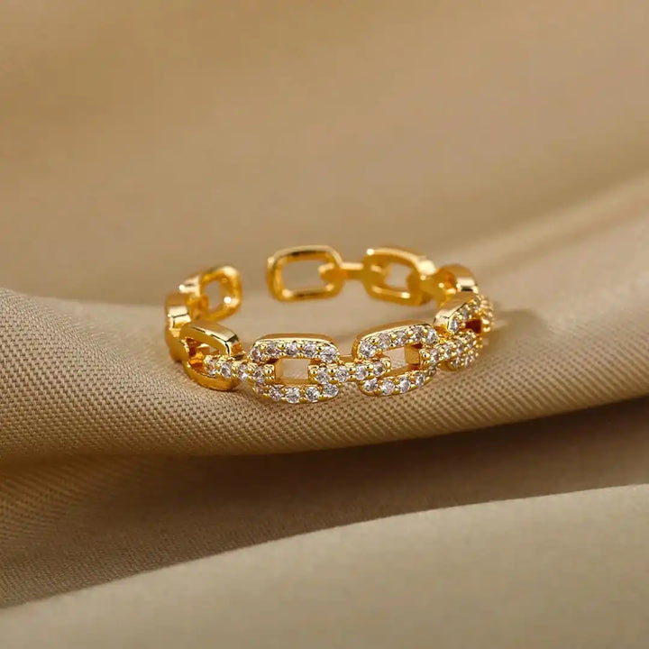Gold Adjustable Ring Saoirse with Zirconia