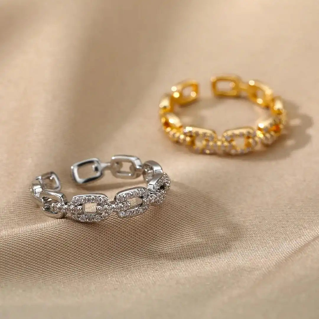 Gold Adjustable Ring Saoirse with Zirconia