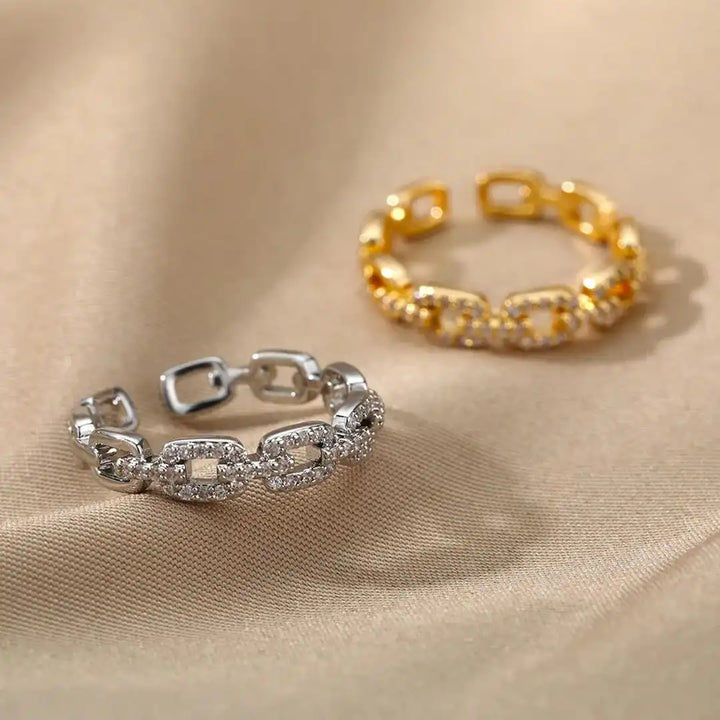 Gold Adjustable Ring Saoirse with Zirconia