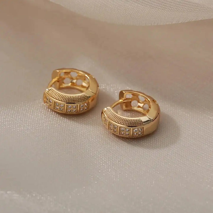 Gold Huggie Earrings Caoimhe with Pavé Zirconia