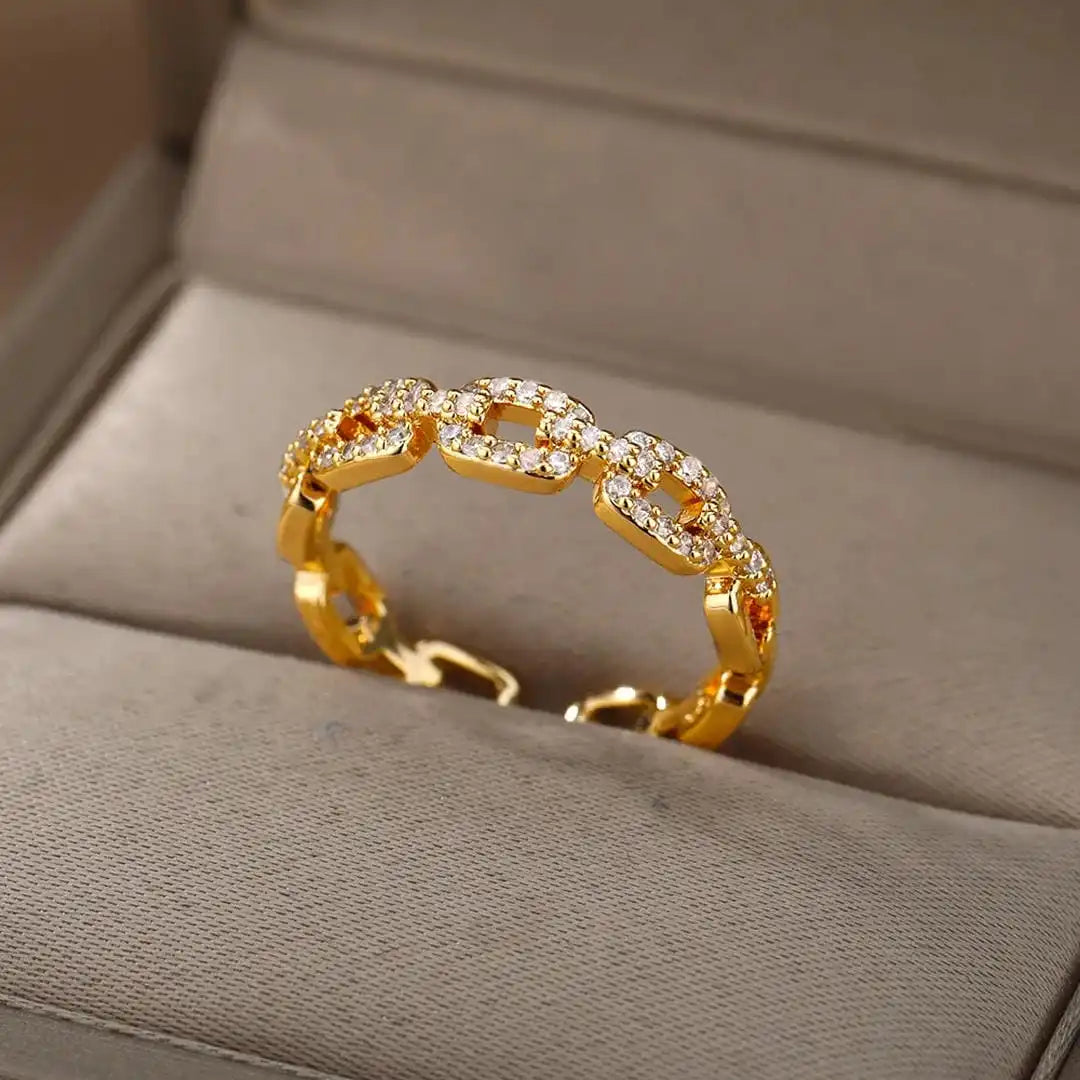 Gold Adjustable Ring Saoirse with Zirconia