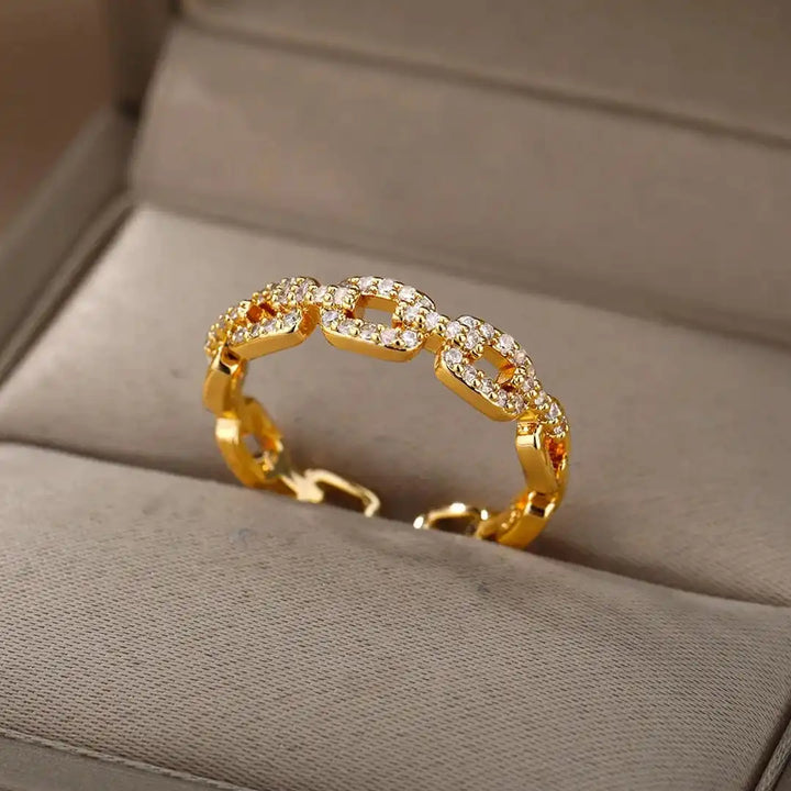 Gold Adjustable Ring Saoirse with Zirconia