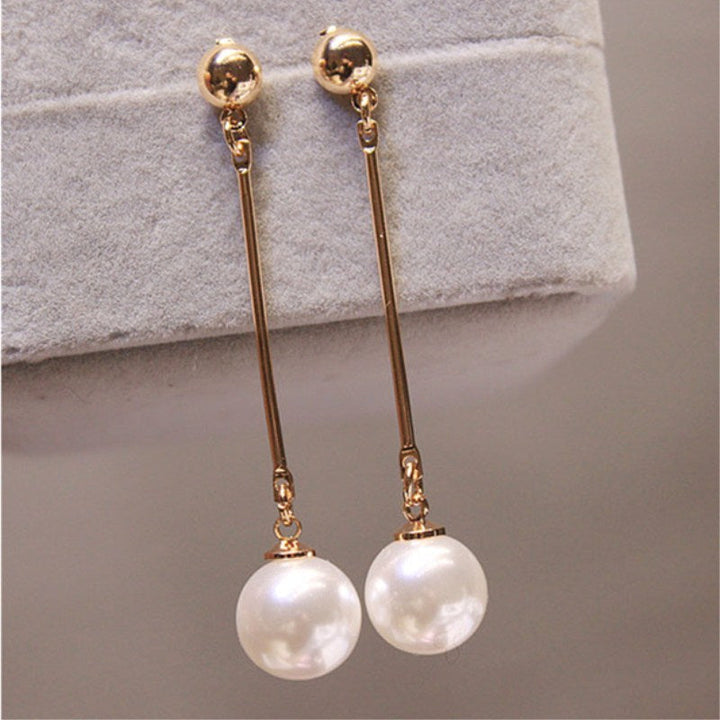 Gold Drop Earrings Emer with Pearl
