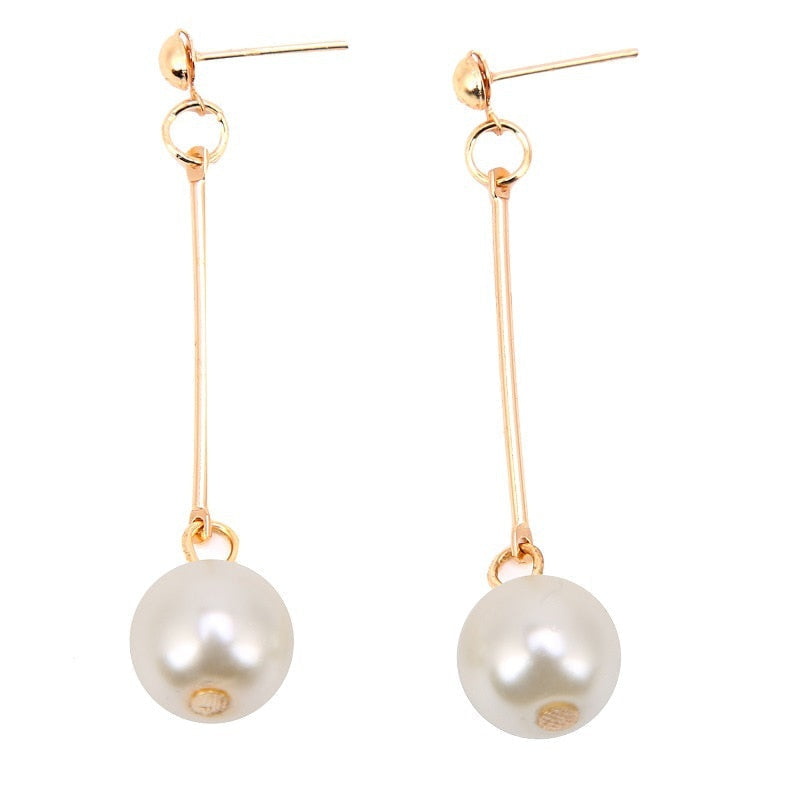 Gold Drop Earrings Emer with Pearl