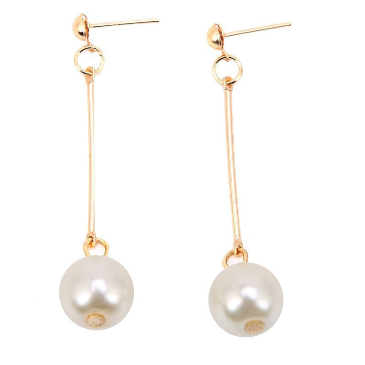 Gold Drop Earrings Emer with Pearl