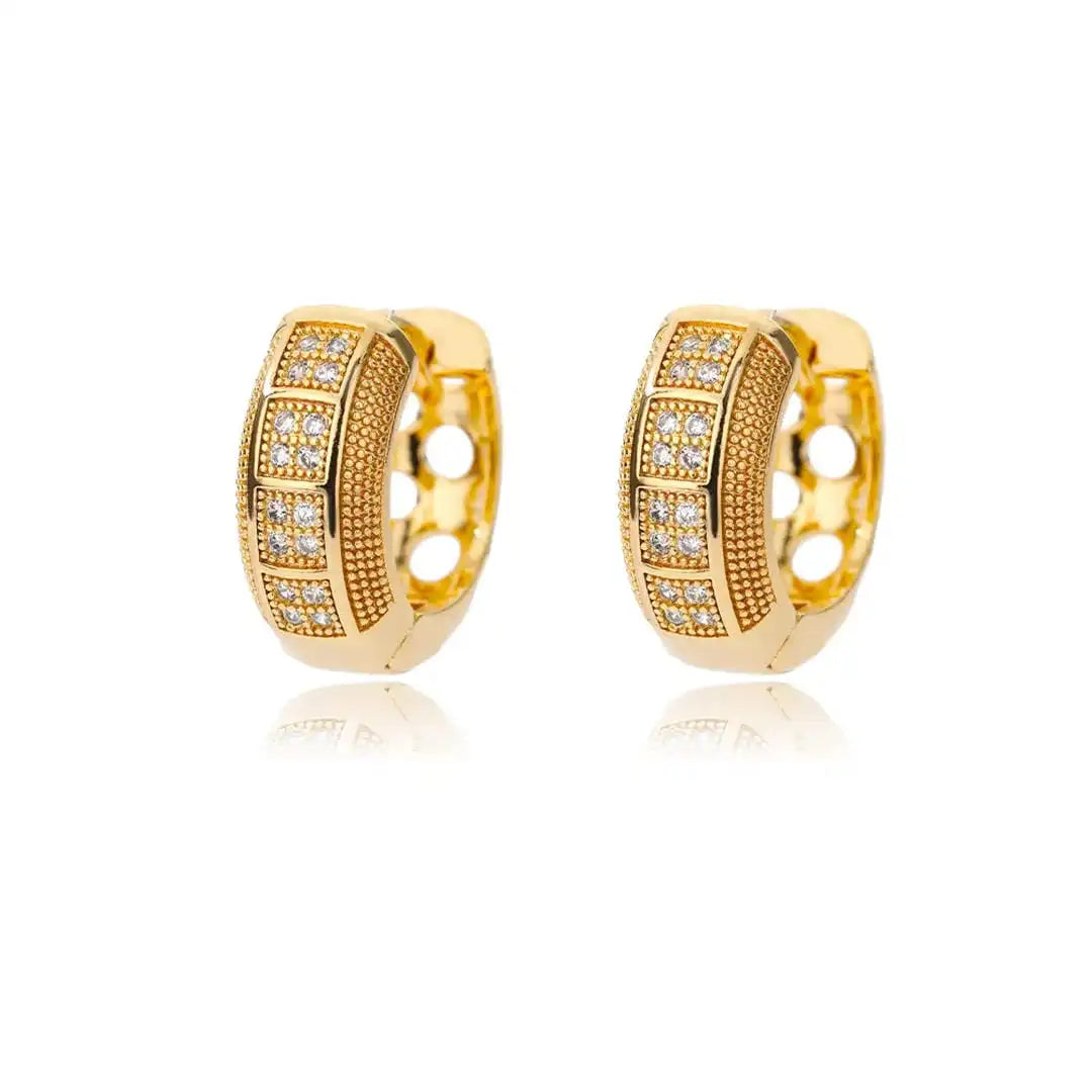 Gold Huggie Earrings Caoimhe with Pavé Zirconia