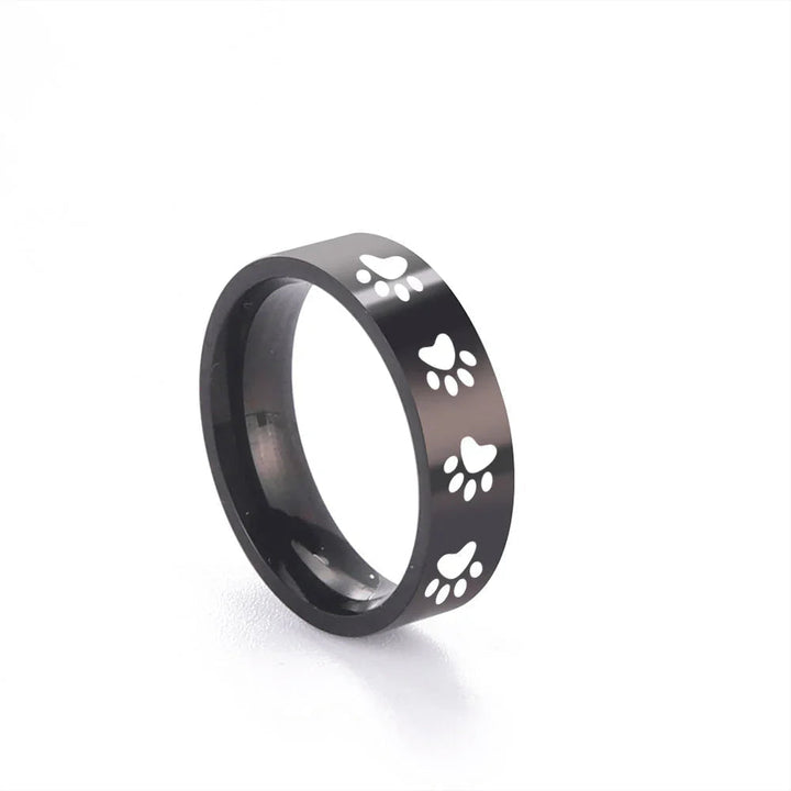 Stainless Steel Ring Emer with Paw Print Motif