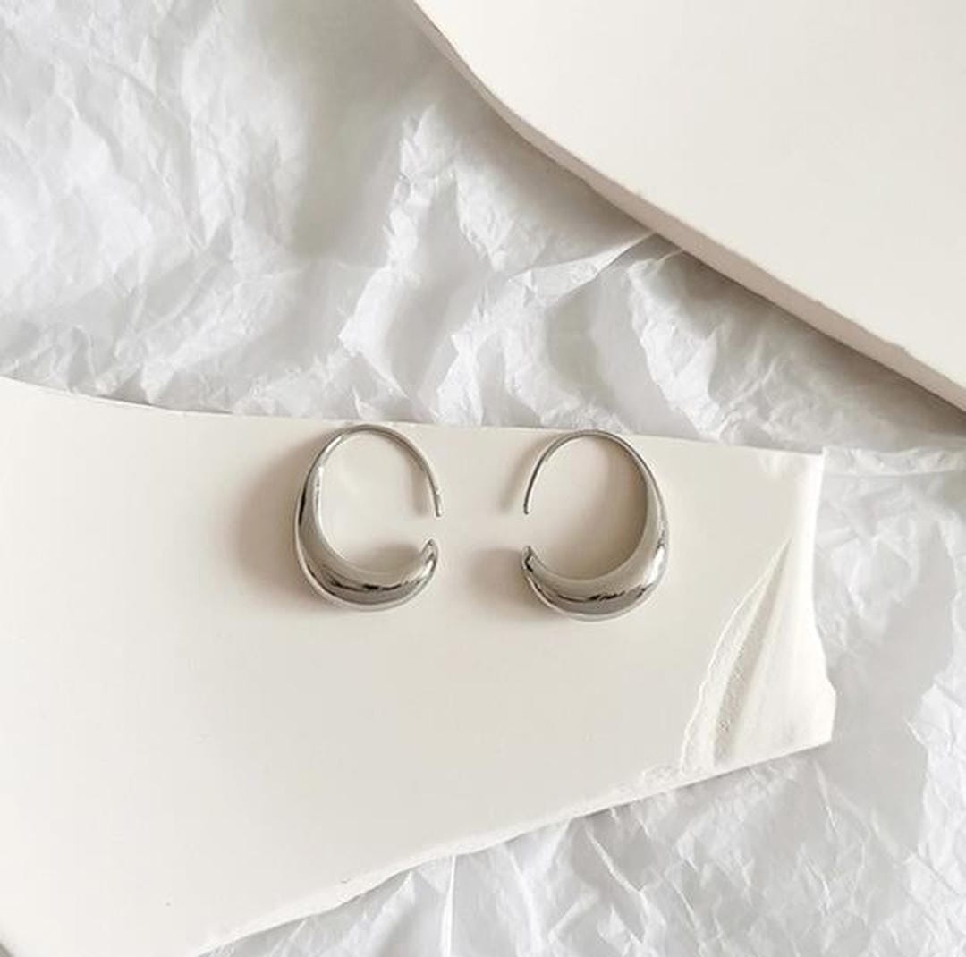 Gold Hoop Earrings Cobh with Domed Crescent