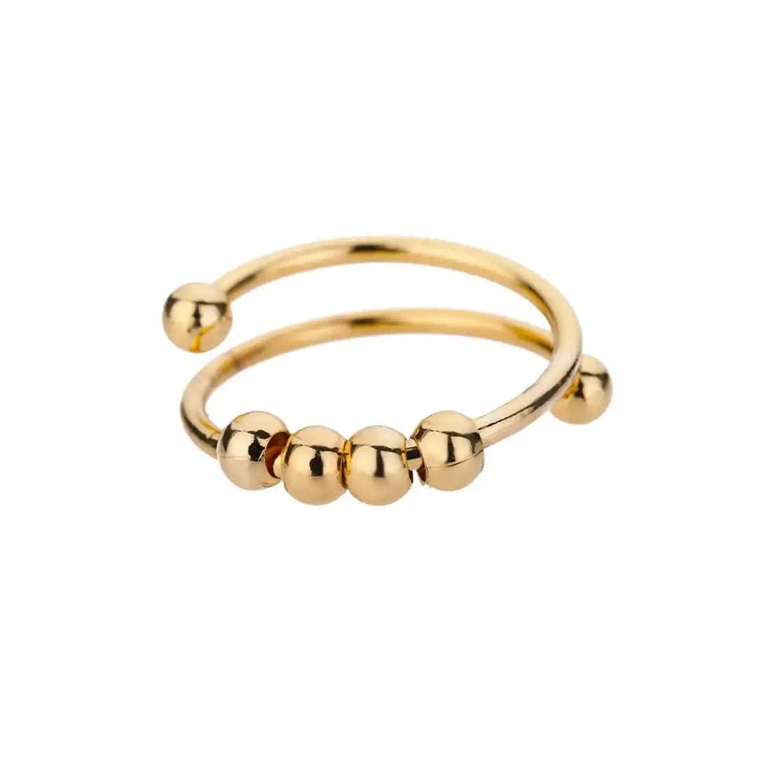 Gold Anxiety Spinner Ring Béibhinn with Fidget Beads
