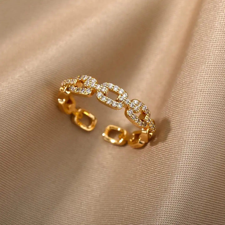 Gold Adjustable Ring Saoirse with Zirconia