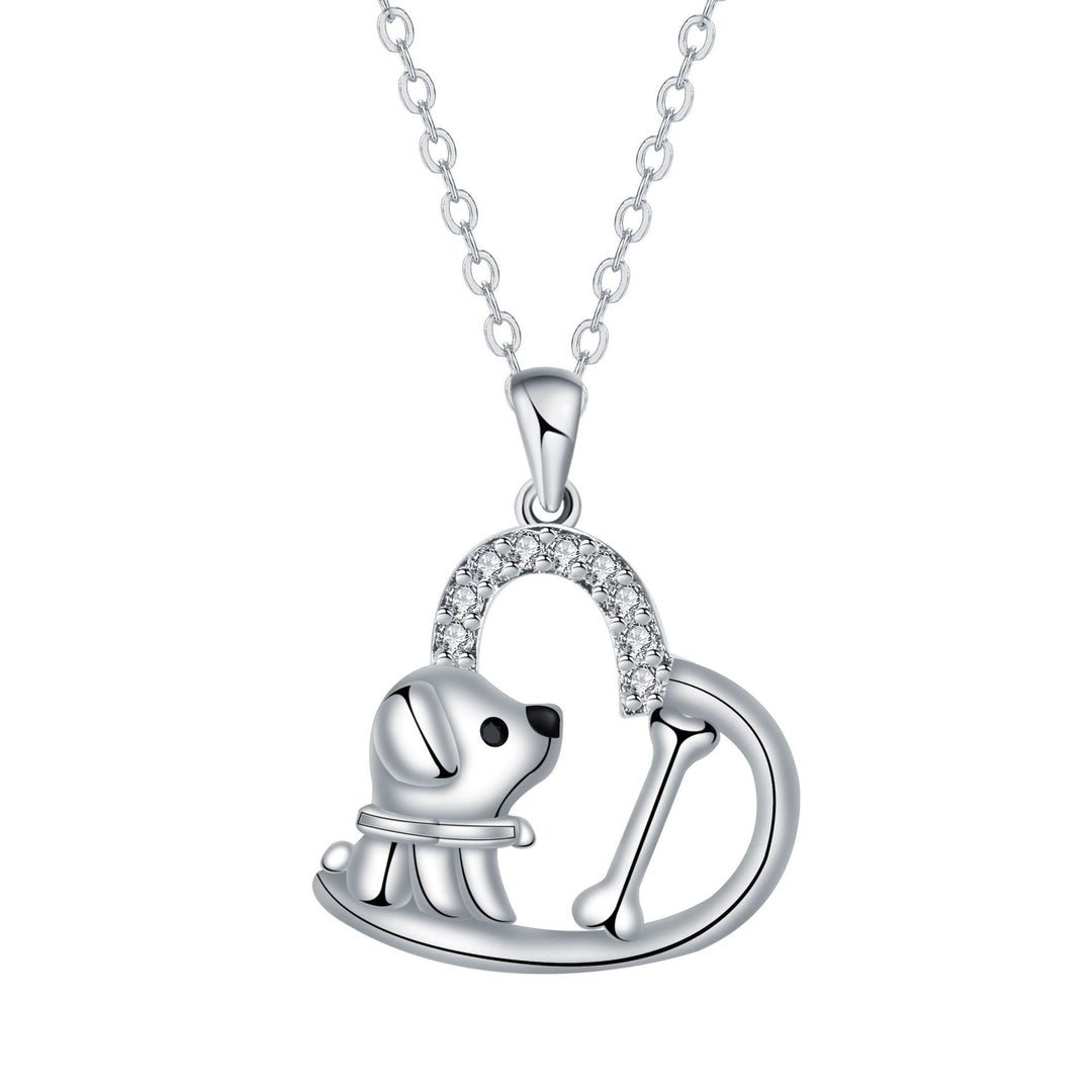 Silver Necklace Deirdre with Dog and Bone