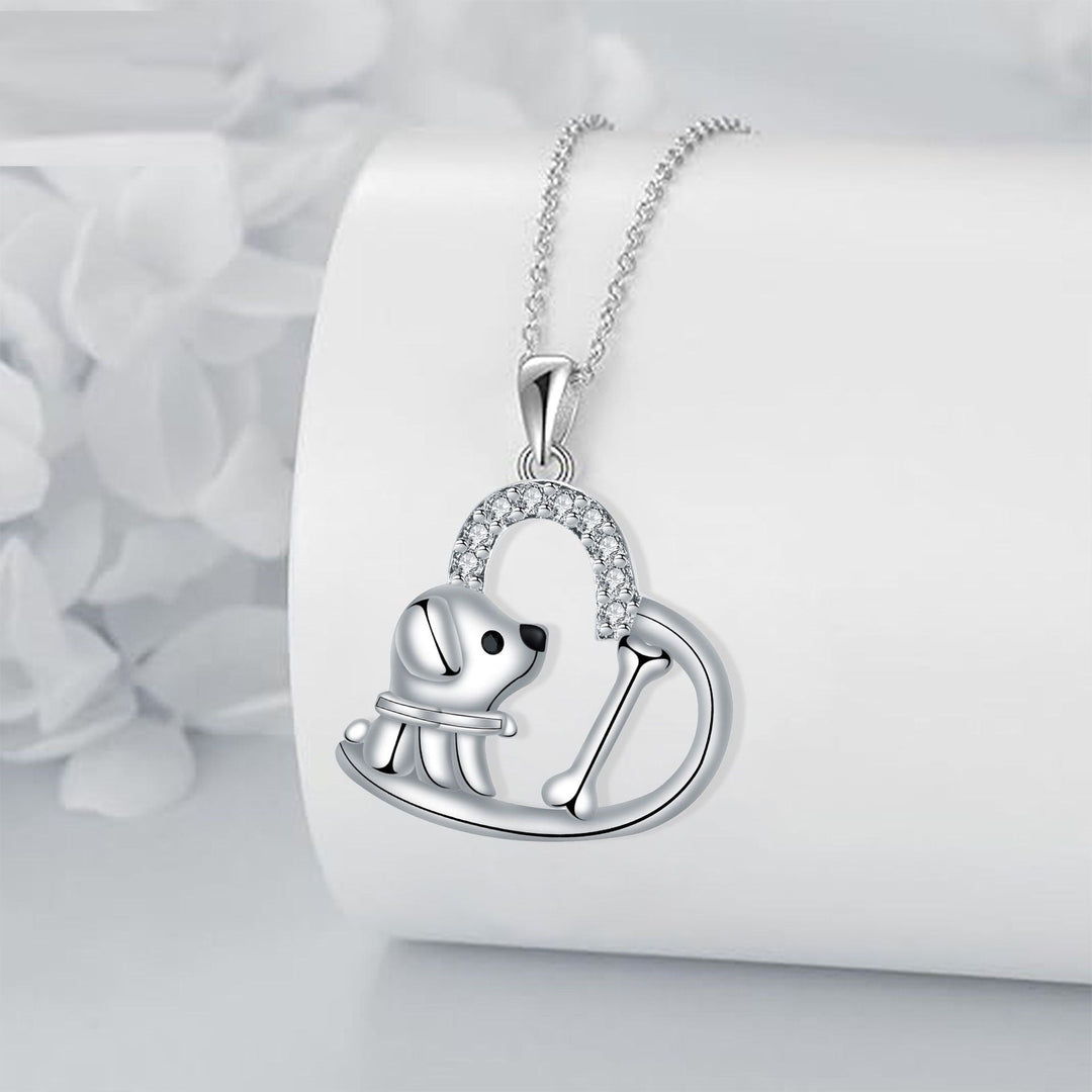 Silver Necklace Deirdre with Dog and Bone