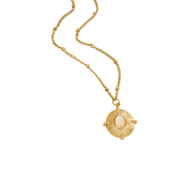 Gold Necklace Aoibhinn with Sunburst Medallion