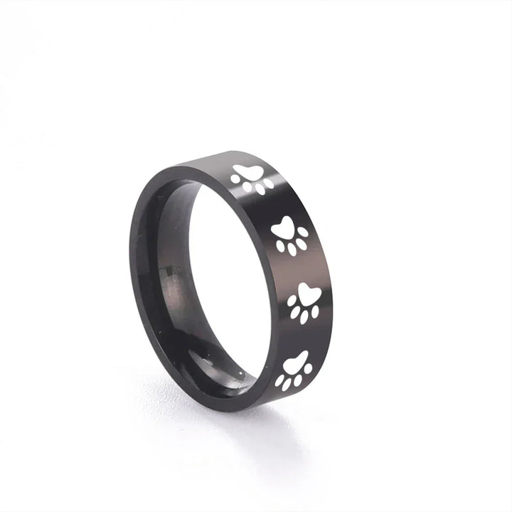 Handcrafted Paw Print Ring in Stainless Steel
