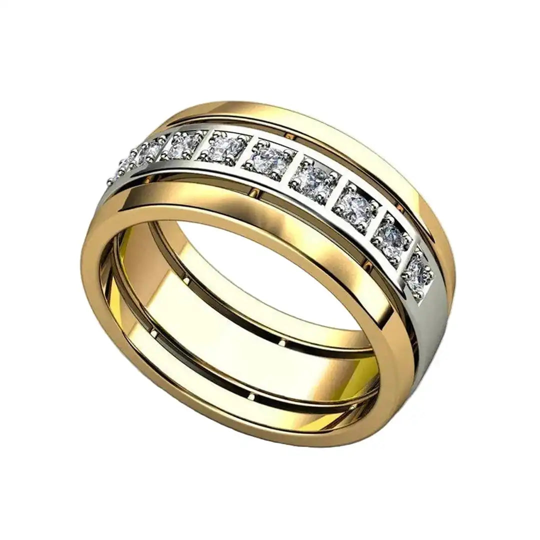 Gold & Silver Band Ring Róisín with Cubic Zirconia