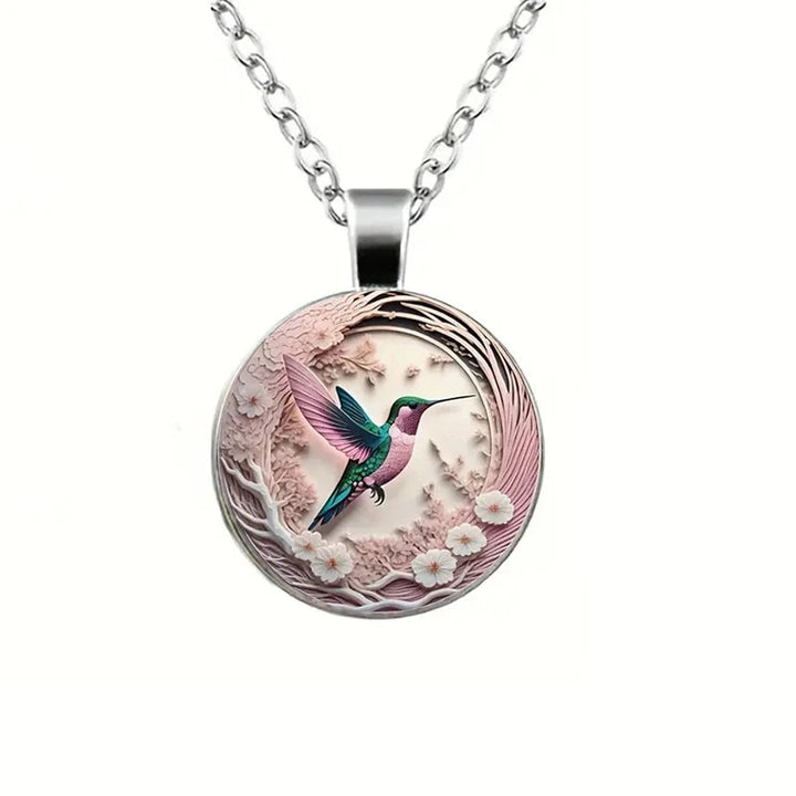 Silver Necklace Gráinne with Hummingbird Motif