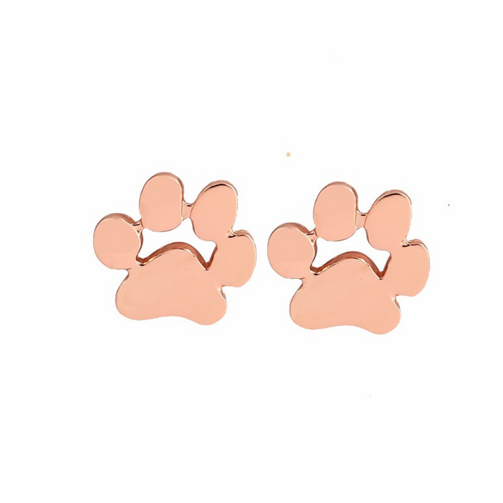 Rose Gold Stud Earrings Ailbhe with Paw Print
