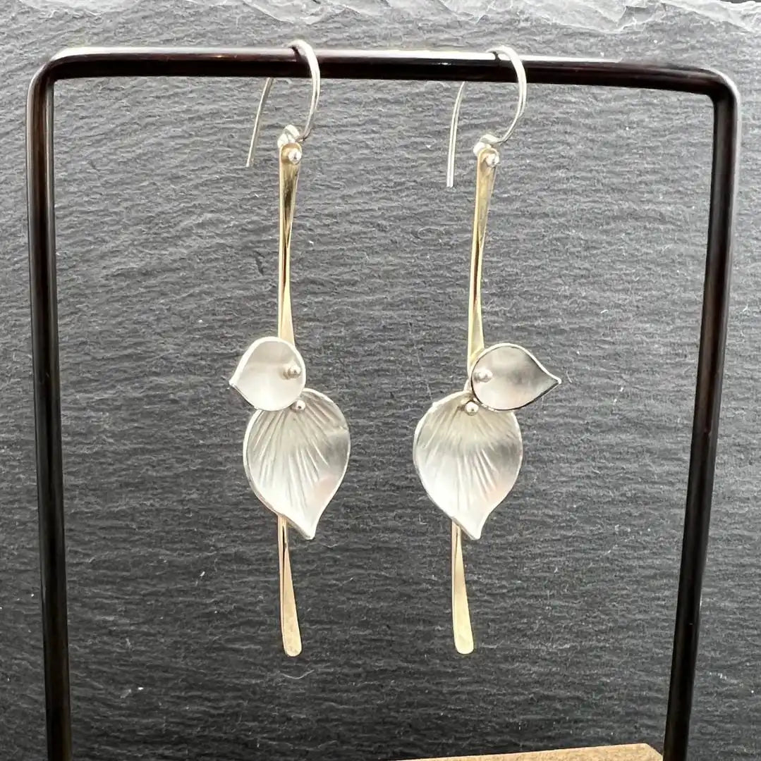 Silver Drop Earrings Killarney with Silver Leaves