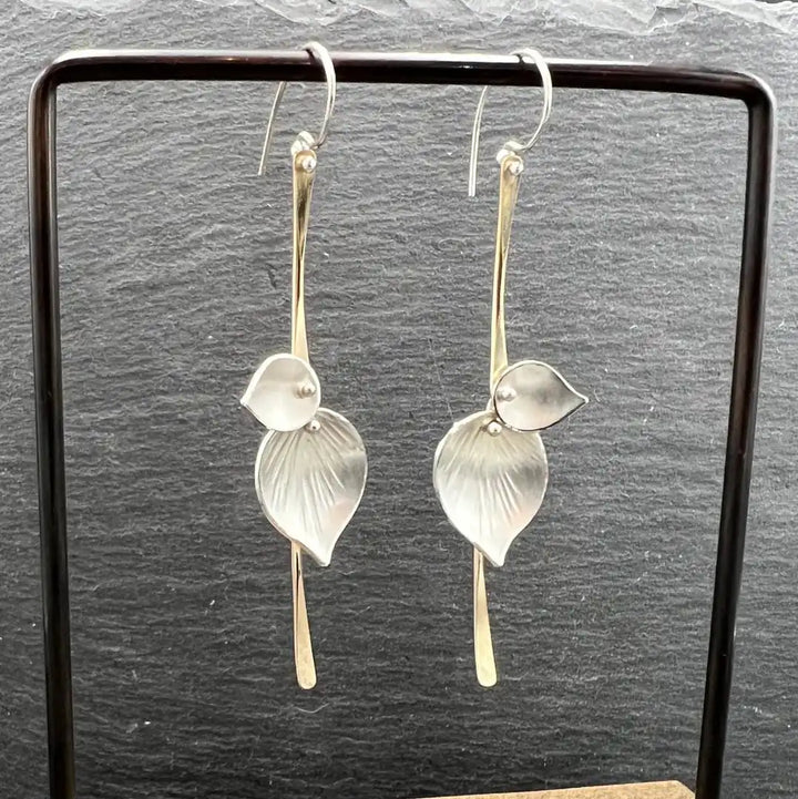 Silver Drop Earrings Killarney with Silver Leaves