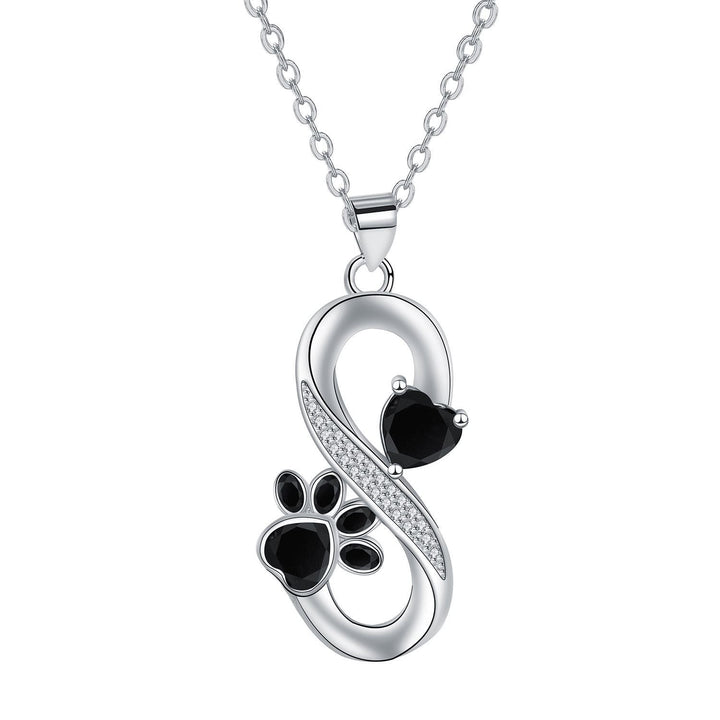 Silver Necklace Bláthnaid with Infinity and Paw Print