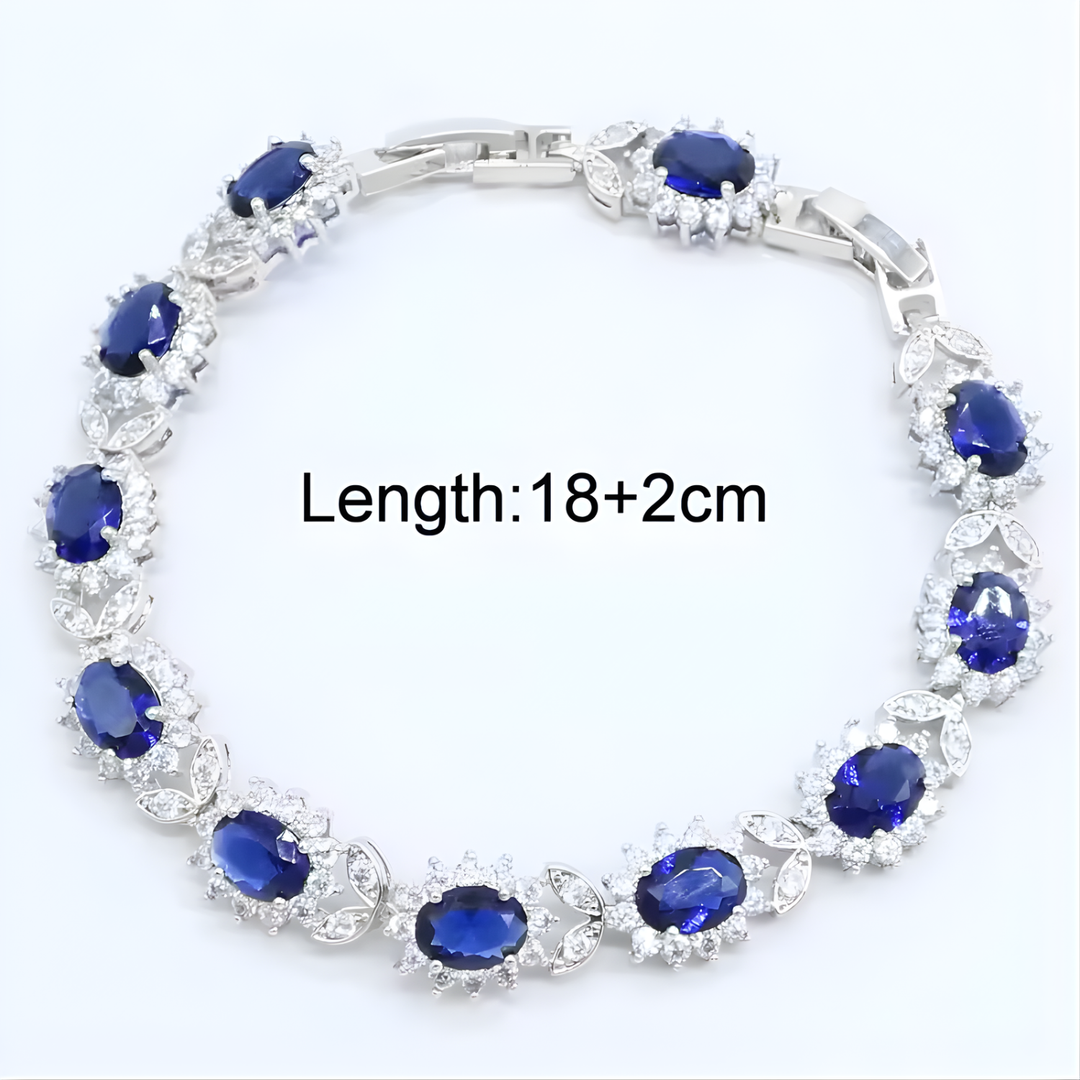 Silver Link Bracelet Aoife with Sapphire Stones