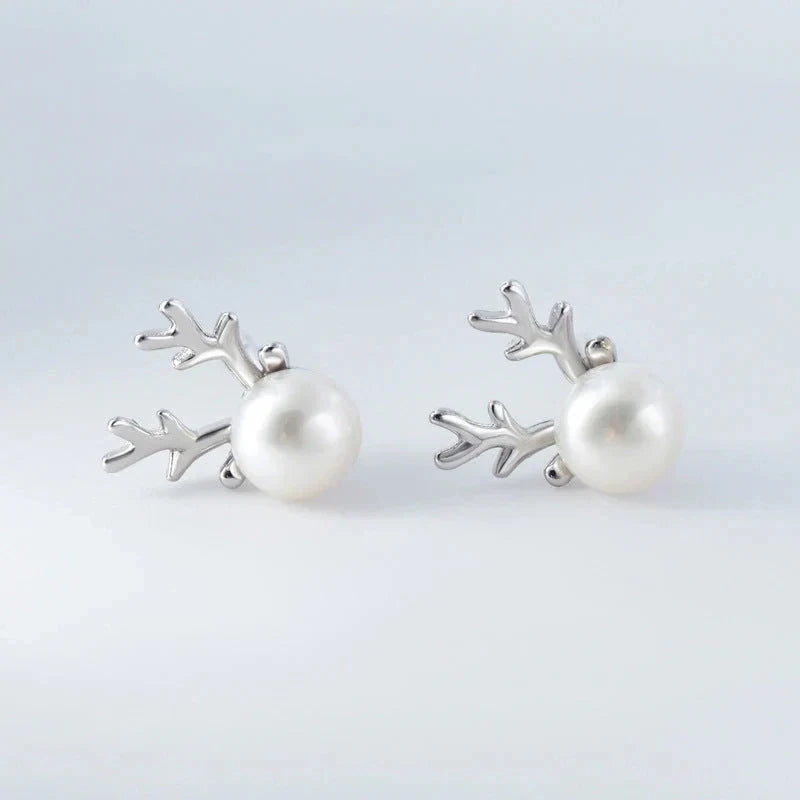 Reindeer Pearl Stud Earrings