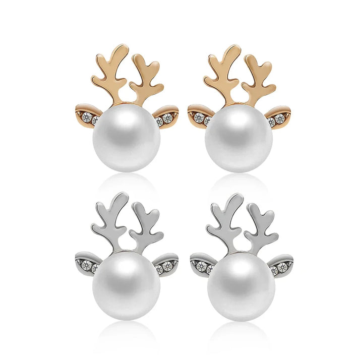 Christmas Reindeer Pearl Earrings