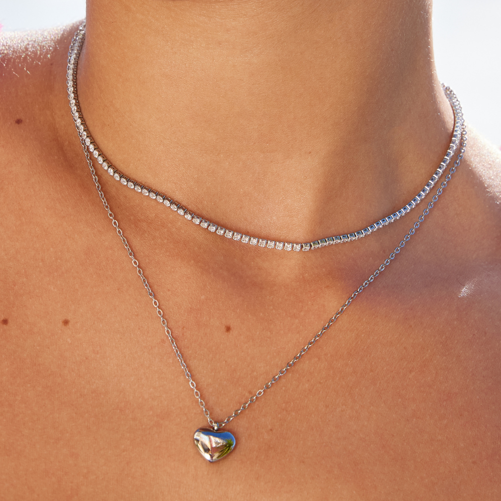 Silver Crystal Necklace Maeve with Zirconia