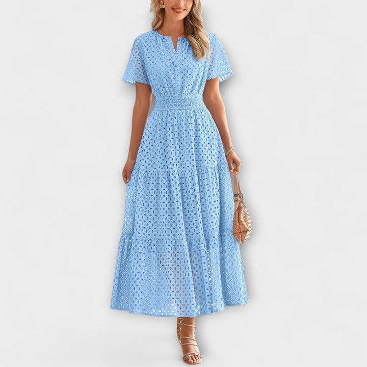 Linette - Olivgrünes Spitzen-Sommerkleid