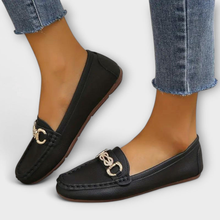 Adele - Schwarze Loafer mit Spange