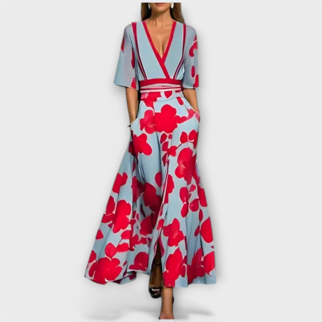 Elise - Buntes Etuikleid mit Rosenmuster